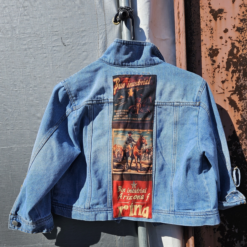 Blue Denim Jean Jacket with Graphic Back